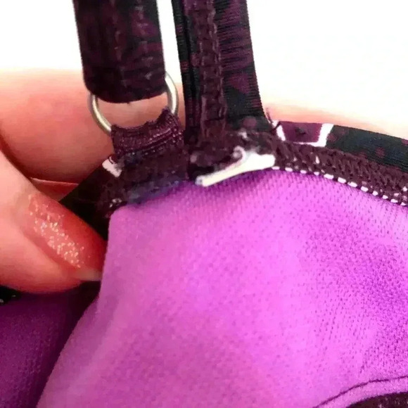 Athleta Purple Floral Ruched Tankini / Bikini Top - Picture 7 of 10